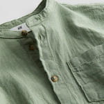 Boys Linen-Blend Grandad Shirt